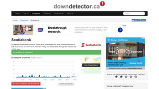 Scotiabank down? Current outages and problems | Canadianoutages