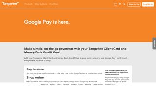 Introducing Google Pay | Tangerine