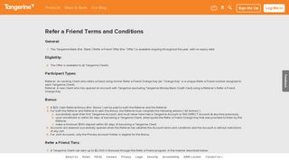 Refer a Friend Terms and conditions | Tangerine