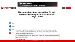 Match Analysis Announces New Cloud-Based Video ... - SportTechie