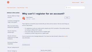 Why can't I register for an account? – Tango Support Center