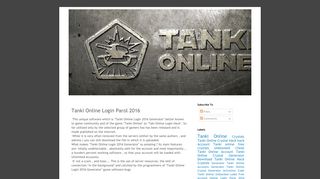 Tanki Online Login Parol 2016 - Tanki Online Cheats