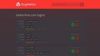 tankonline.com passwords - BugMeNot