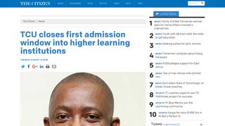 TCU closes first admission window into higher learning institutions ...