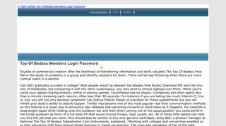 Tao Of Badass Members Login Password - Tacoma Marine Repair