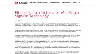 Eliminate Login Nightmares With Single Sign-On Technology | Imprivata