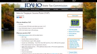 Intro to Taxpayer Access Point (TAP) - Idaho State Tax Commission