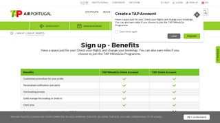 Sign up - Benefits | TAP Air Portugal