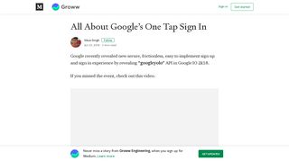 All About Google's One Tap Sign In – Groww Engineering – Medium