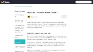 How do I use an Invite Code? – Tapas