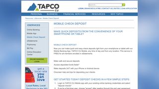Welcome (eServices/Mobile Check Deposit) - TAPCO Credit Union