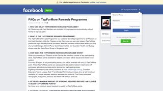 FAQs on TapForMore Rewards Programme | Facebook