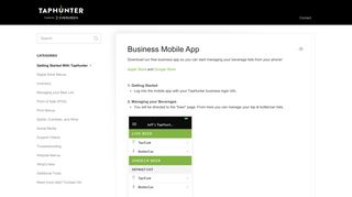 Business Mobile App - TapHunter Online Support