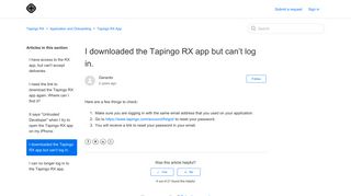 I downloaded the Tapingo RX app but can't log in. – Tapingo RX