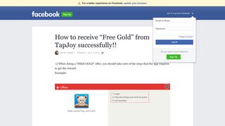 How to receive “Free Gold” from TapJoy successfully!! | Facebook