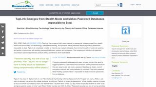 TapLink Emerges from Stealth Mode and Makes Password Databases ...