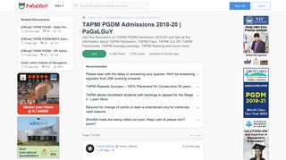 TAPMI PGDM Admissions 2018-20 | PaGaLGuY (Posts before 22 Jun ...
