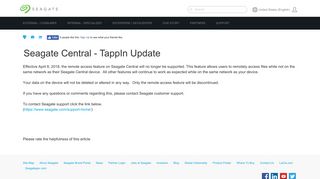Seagate Central - TappIn Update | Seagate Support