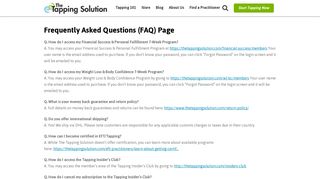 Frequently Asked Questions (FAQ) Page - The Tapping Solution