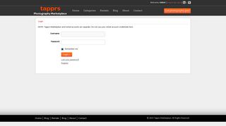 Login/Register at Tapprs Marketplace