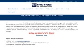 TAP Series Online Food Manager Course - HRBUniversal, LLC ...