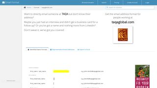 Email Address Format for taqaglobal.com (TAQA) | Email Format