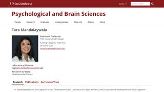 Tara Mandalaywala | Psychological and Brain Sciences | UMass ...