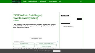 TASU Students Portal Login | www.tsuniversity.edu.ng - Schoolinfo ...