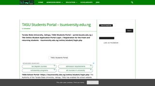 TASU Students Portal – tsuniversity.edu.ng - Schoolinfo.com.ng