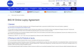 Online Layby Terms and Conditions | BIG W