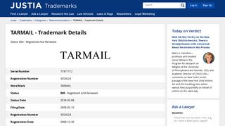 TARMAIL Trademark of Tarrob Web Services, Inc. - Registration ...