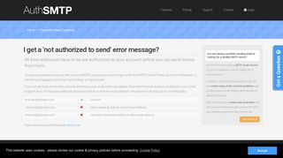I get a 'not authorised to send' error message from the SMTP server ...