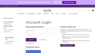 My Tarte Account Login - Tarte Cosmetics