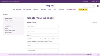 Create Your Account - Tarte Cosmetics