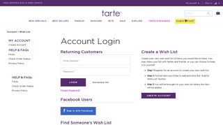 My Tarte Account Login - Tarte Cosmetics