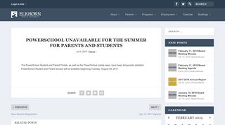 PowerSchool Unavailable for the Summer for Parents and Students ...