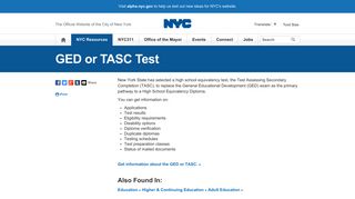 GED or TASC Test | City of New York - NYC.gov