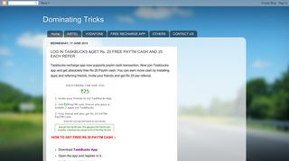 Dominating Tricks: LOG IN TASKBUCKS &GET Rs. 20 FREE PAYTM ...