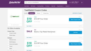 $10 Off TaskRabbit Coupon, Promo Codes - RetailMeNot