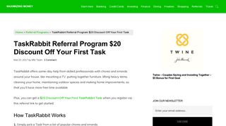 TaskRabbit Referral Program $20 Discount Off Your First Task