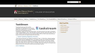 TaskStream | SDSU - San Diego State University