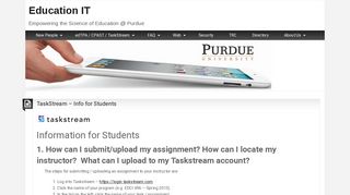 TaskStream – Info for Students – Education IT