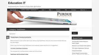 TaskStream – Education IT - Purdue University