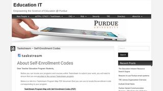 Taskstream – Self-Enrollment Codes - Education IT - Purdue University