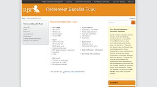Retirement Benefits Fund - Department of Treasury and Finance