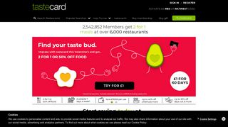 tastecard | 50% Off or 2 for 1 Discount at Restaurants | Diners Club