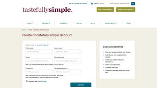 create a tastefully simple account | Tastefully Simple