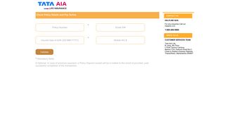 Policy Details and Pay Online | Tata AIA Life Insurance Co. Ltd