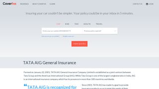 Tata AIG General Insurance Company Limited | Online Tata AIG ...