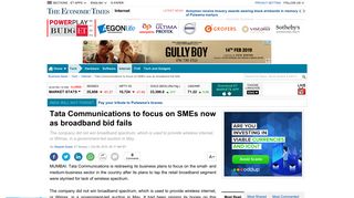 Tata Communications to focus on SMEs now as broadband bid fails ...